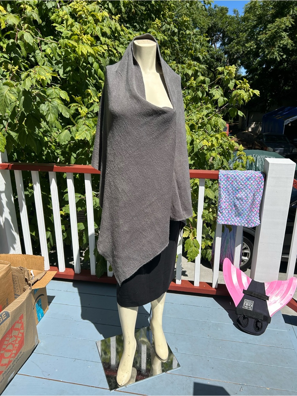 Dark Heather Grey Knit Shawl Wrap